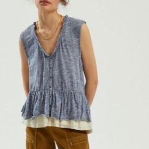 Anthropologie Pilcro Chrissy Babydoll Tank Top Blue XS Boho Feminine Casual